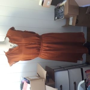 Copper elastic waist dress